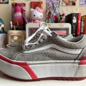 Vans Gray and Pink Platform Sneakers